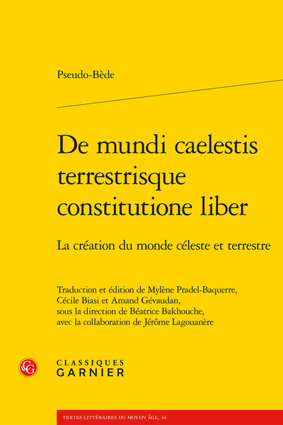 De mundi caelestis terrestrisque constitutione liber. La création du monde céleste et terrestre