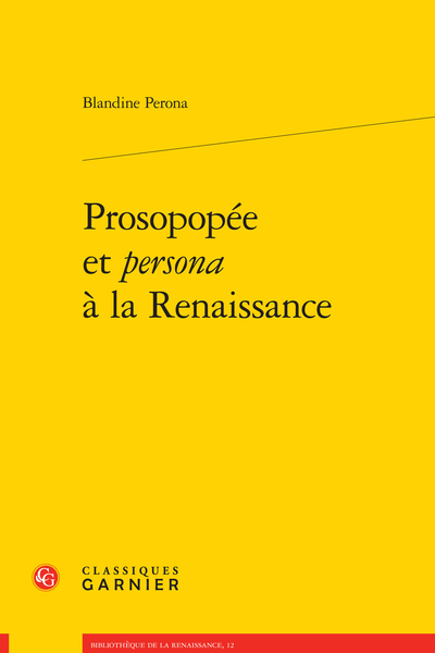 Prosopopée et persona à la Renaissance