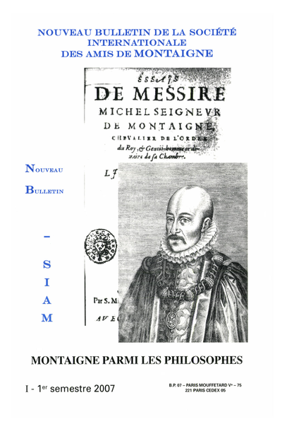 Nouveau bulletin de la Société internationale des amis de Montaigne. 2007 – 1 Série VIII, n° 45. varia