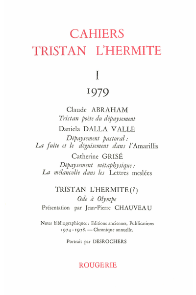 Cahiers Tristan L’Hermite. 1979, I. varia