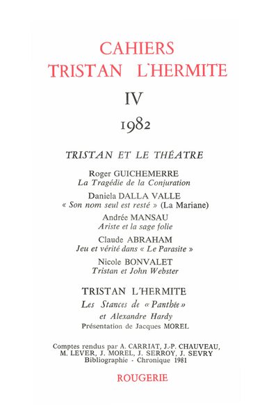 Cahiers Tristan L’Hermite. 1982, IV. varia