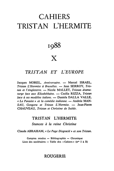 Cahiers Tristan L’Hermite. 1988, n° 10. varia