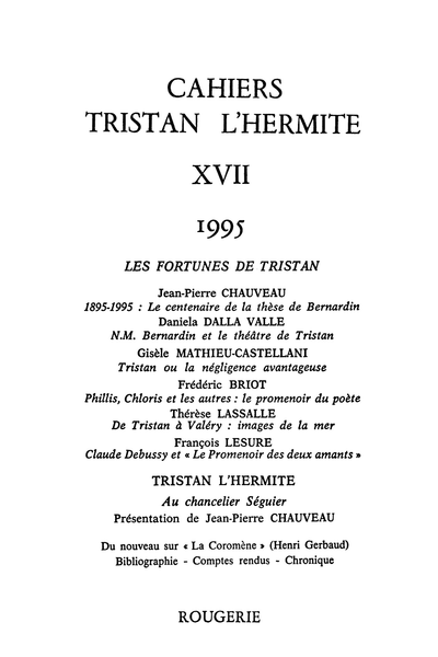 Cahiers Tristan L’Hermite. 1995, n° 17. varia
