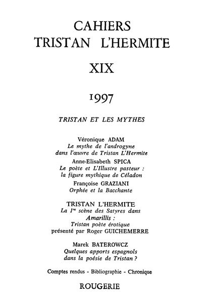 Cahiers Tristan L’Hermite. 1997, n° 19. varia