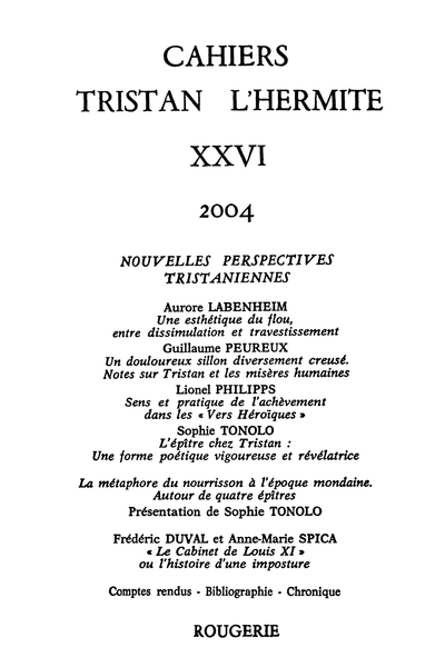 Cahiers Tristan L’Hermite. 2004, n° 26. varia
