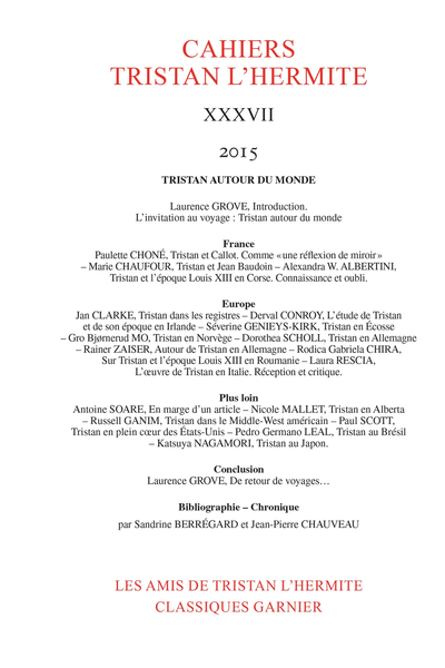 Cahiers Tristan L’Hermite. 2015, XXXVII. Tristan autour du monde