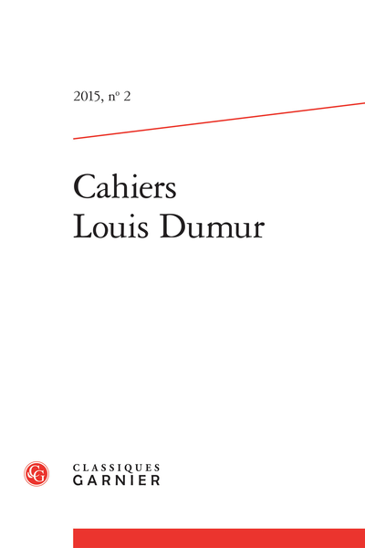Cahiers Louis Dumur. 2015, n° 2. varia