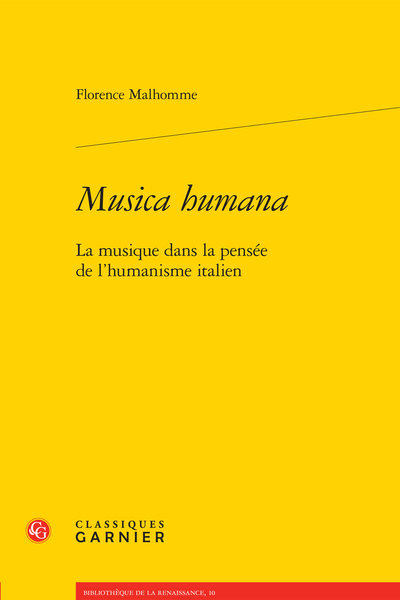 Musica humana. La musique dans la pensée de l’humanisme italien