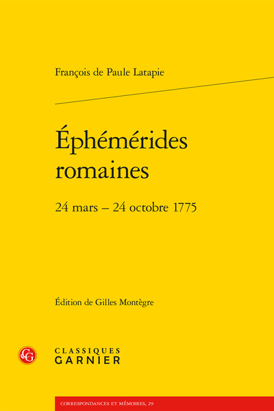 Éphémérides romaines. 24 mars – 24 octobre 1775
