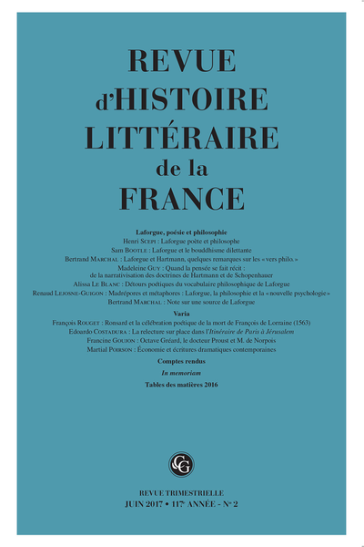 Revue d’Histoire littéraire de la France. 2 – 2017, 117e année, n° 2. varia