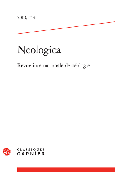 Neologica. 2010, n° 4. Revue internationale de néologie