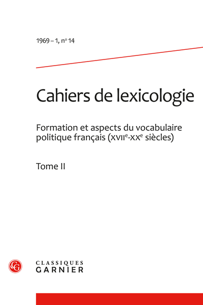 Cahiers de lexicologie. 1969 – 1, n° 14. varia