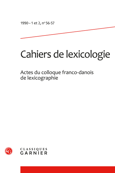 Cahiers de lexicologie. 1990 – 1 et 2, n° 56-57. varia