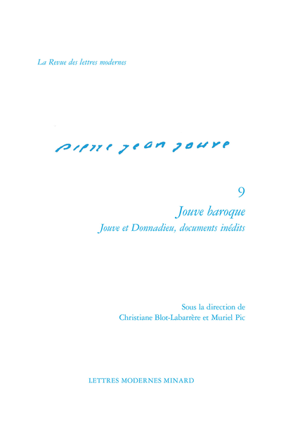 Jouve baroque. Jouve et Donnadieu, documents inédits