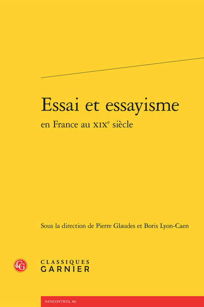 Essai et essayisme en France au XIXe siècle
