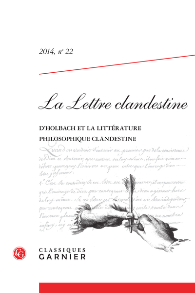 La Lettre clandestine. 2014, n° 22. Le baron d’Holbach et la littérature clandestine